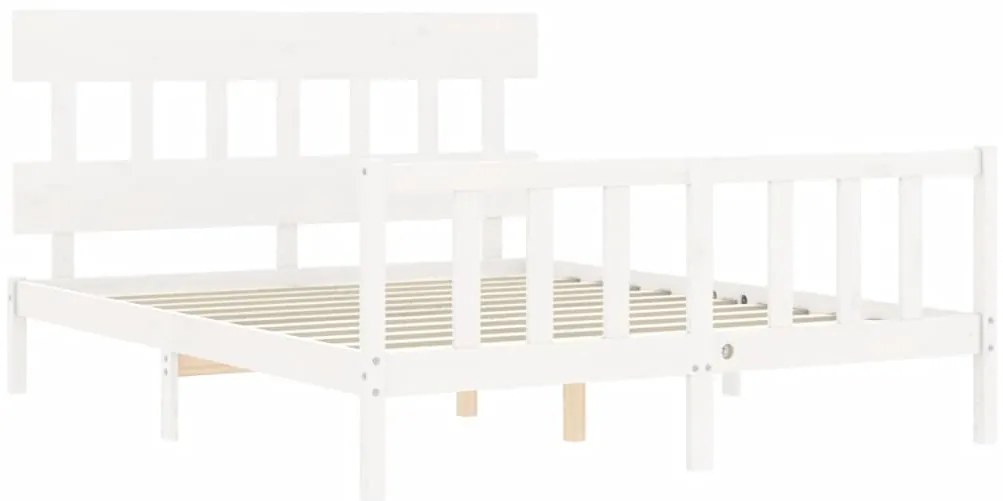 Cama sem colchão 160x200 cm madeira de pinho maciça branco