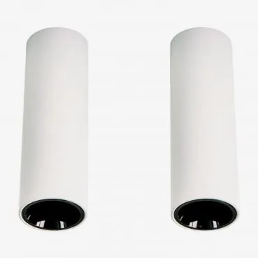 Pack De 2 Apliques De Teto Led De Superfície Redondos Ø5,7 Cm Para Exterior Em Alumínio Luisiana Branco - Preto & Branco 3000k & 6 W & 23º - Sklum