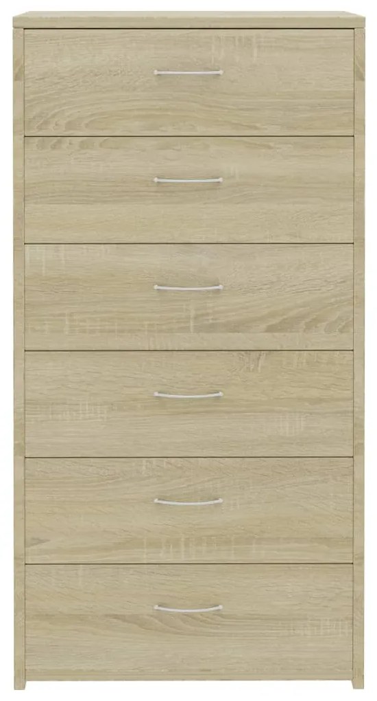 Aparador com 6 gavetas 50x34x96 cm contraplacado cor carvalho