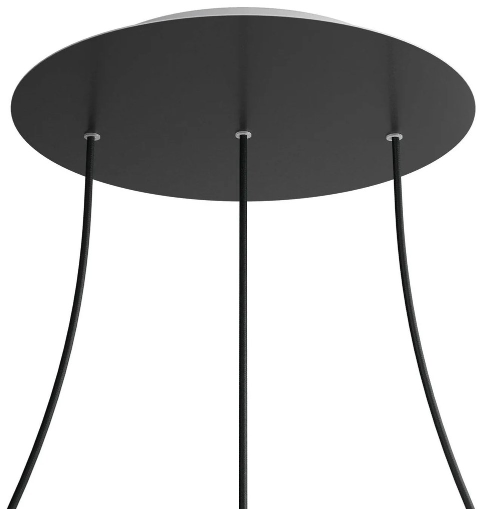 Florão Rose-One XXL com 3 furos em linha e 4 laterais 400 mm - Preto Mate / Branco