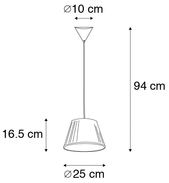 Candeeiro de suspensão retro creme 25 cm - Plisse Retro