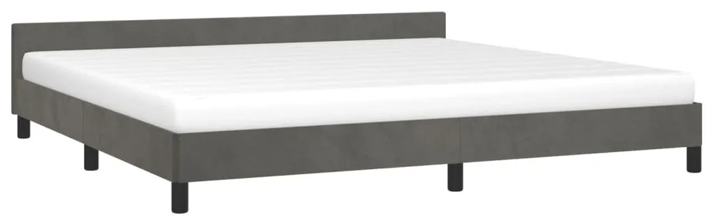 Estrutura de cama c/ cabeceira 200x200cm veludo cinzento-escuro