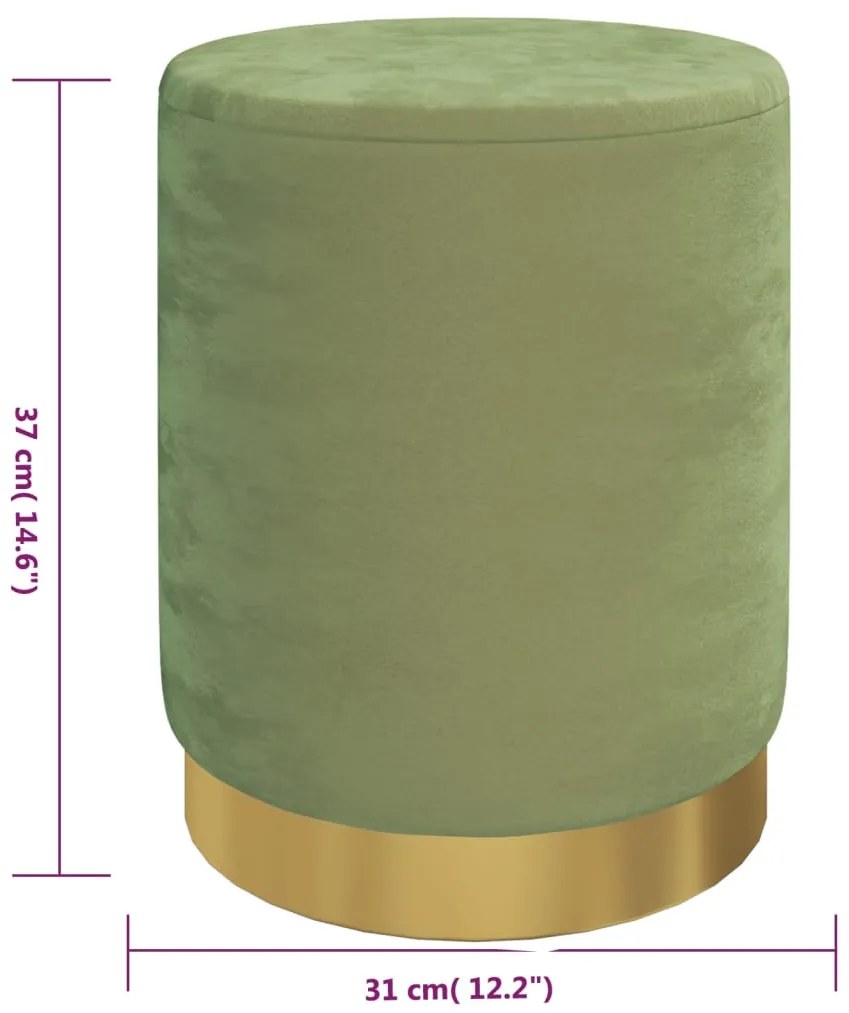 Banqueta com arrumação redonda veludo 31 x 37 cm cor mostarda