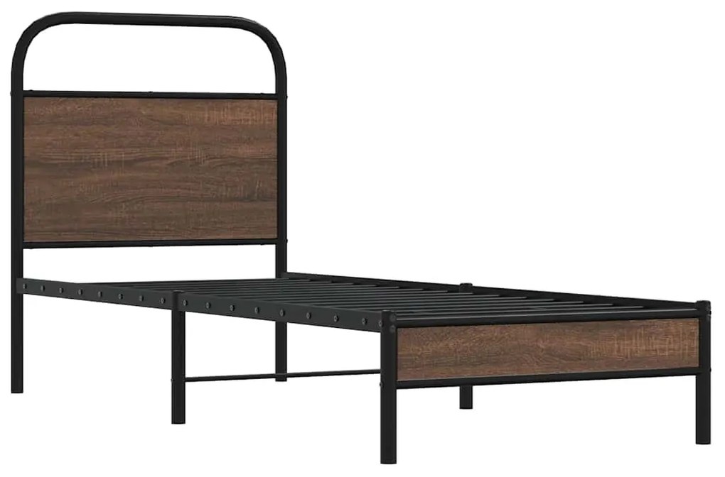 Estrutura cama s/ colchão derivados madeira carvalho castanho