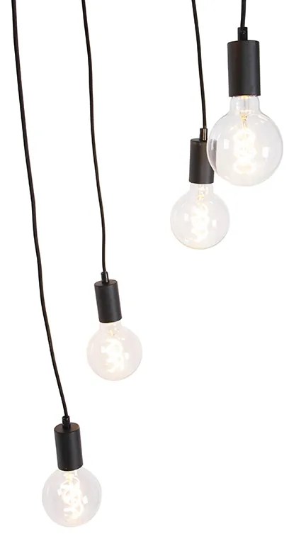 Candeeiro de suspensão moderno preto 35 cm 5 luzes - Facil Moderno