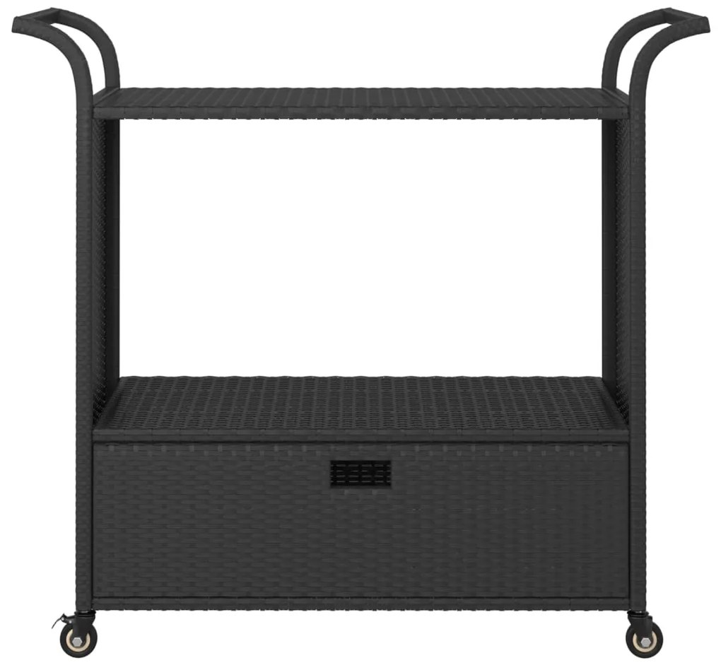 Carrinho de bar com gaveta 100x45x97 cm vime PE preto
