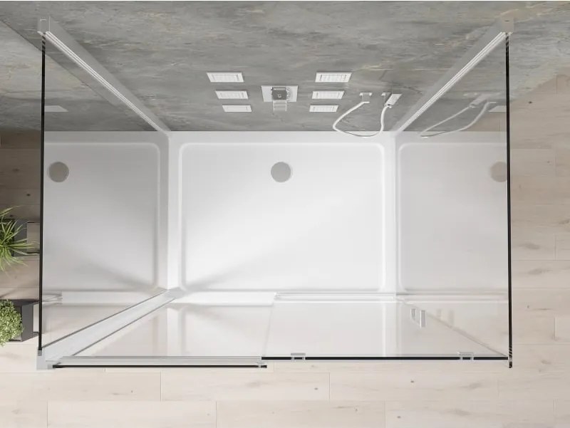 Mexen Omega-3S cabine de duche de 3 paredes, de correr 100x80 cm, transparente, cromado + base Flat - 825-100-080-01-00-3s-4010