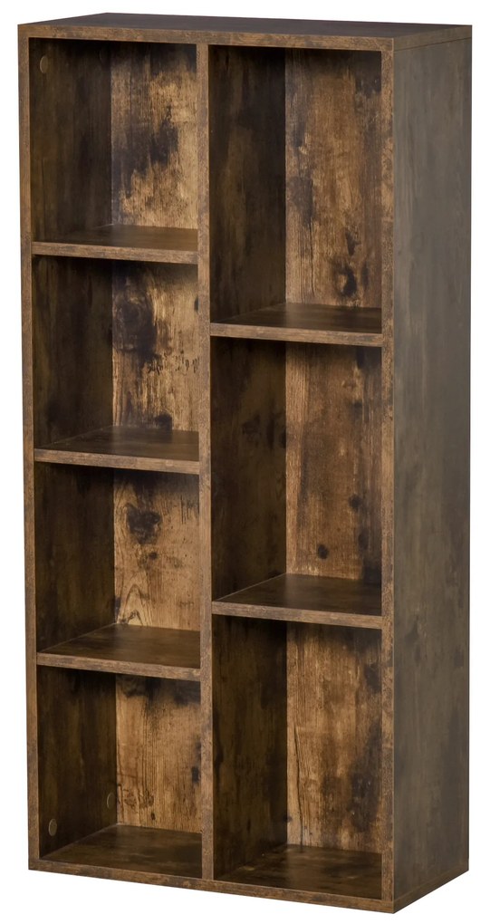 HOMCOM Estante para Livros Estante de Madeira com 7 Compartimentos de Armazenamento 50x24x106 cm Marrom Rústico | Aosom Portugal