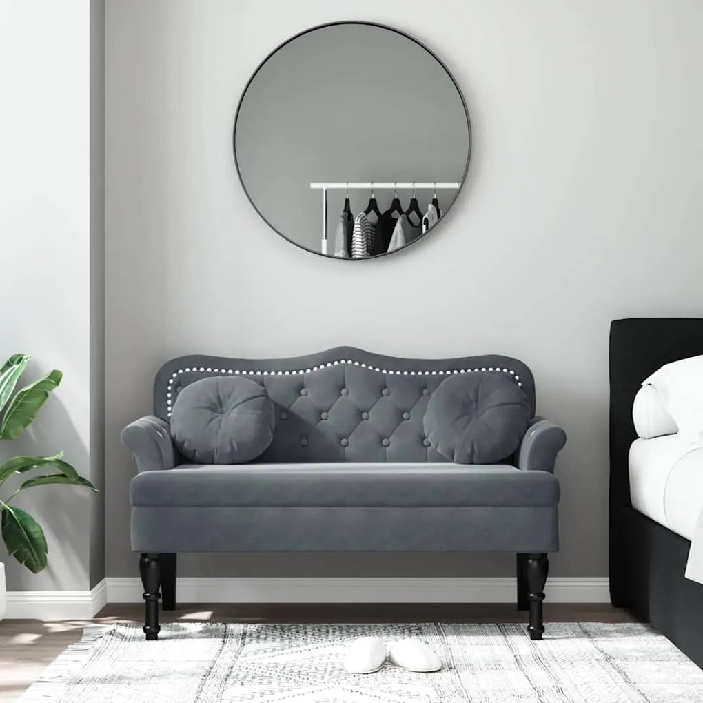 Banco com almofadões 120,5x65x75 cm veludo cinzento-escuro