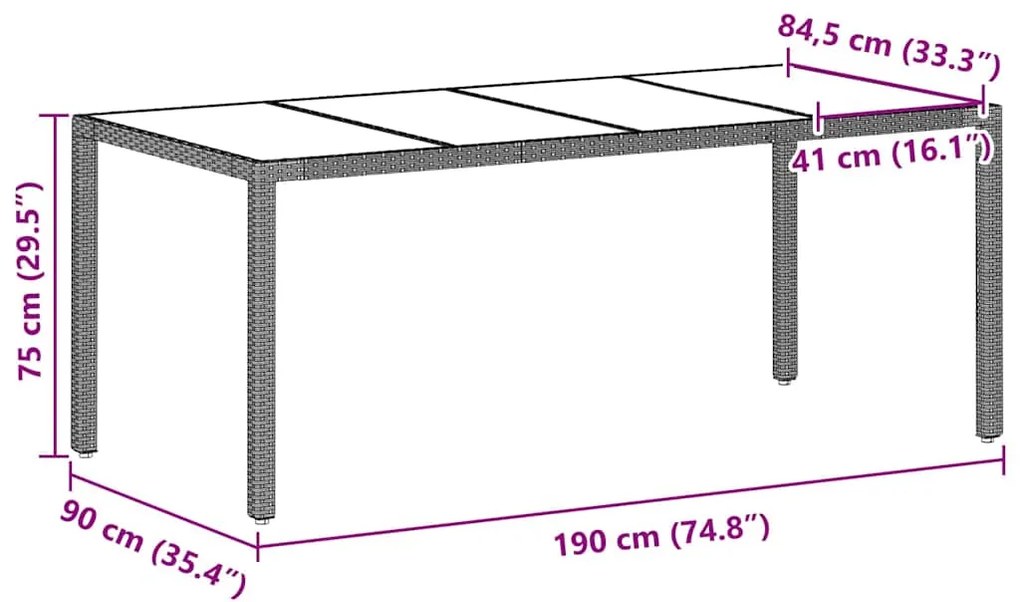 Conjunto de Jantar para Jardim 7 pcs Cinzento-claro