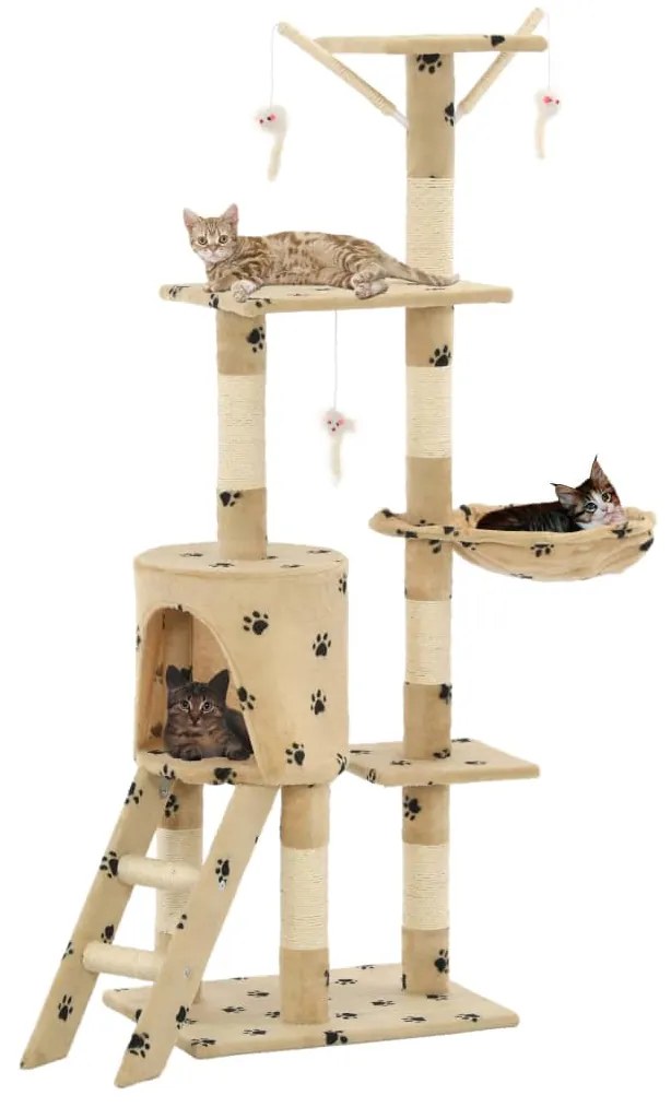 Árvore para gatos c/postes arranhadores sisal 138 cm bege