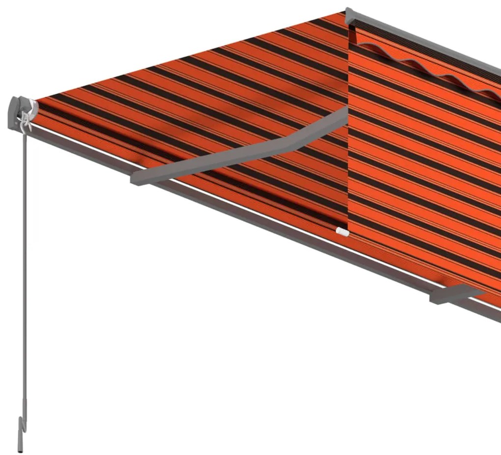 Toldo retrátil manual com estore 5x3 m laranja e castanho