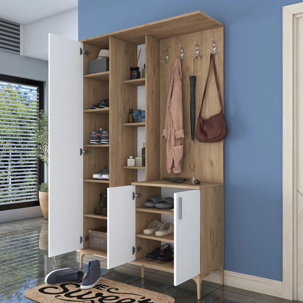 Hall Stand EA109 – Walnut White – 120x198,6x37,5 cm