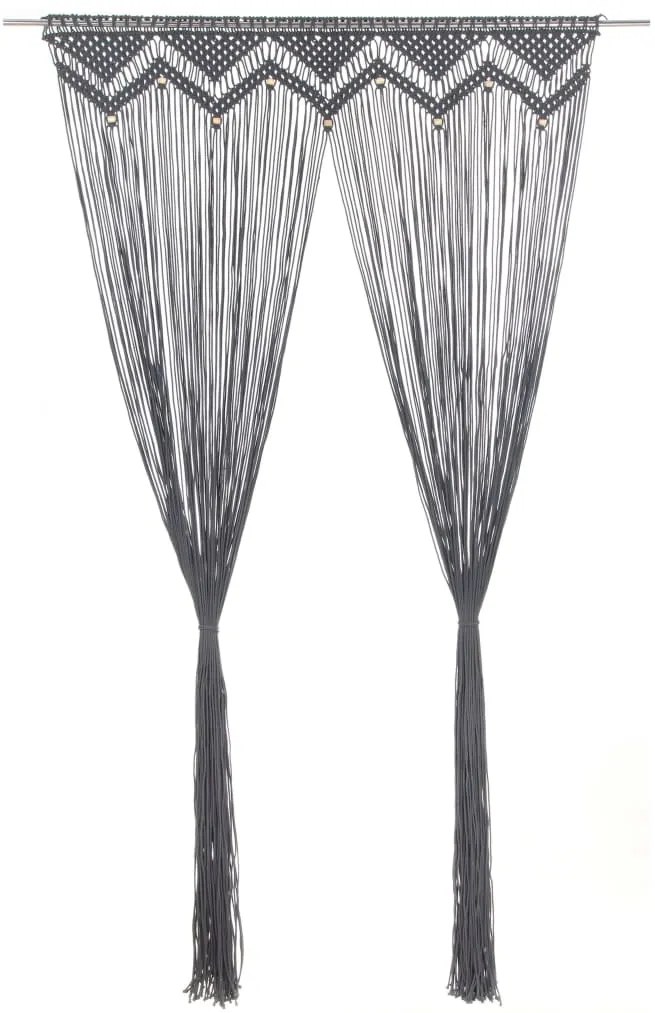 vidaXL Cortina macramé 140x240 cm algodão antracite