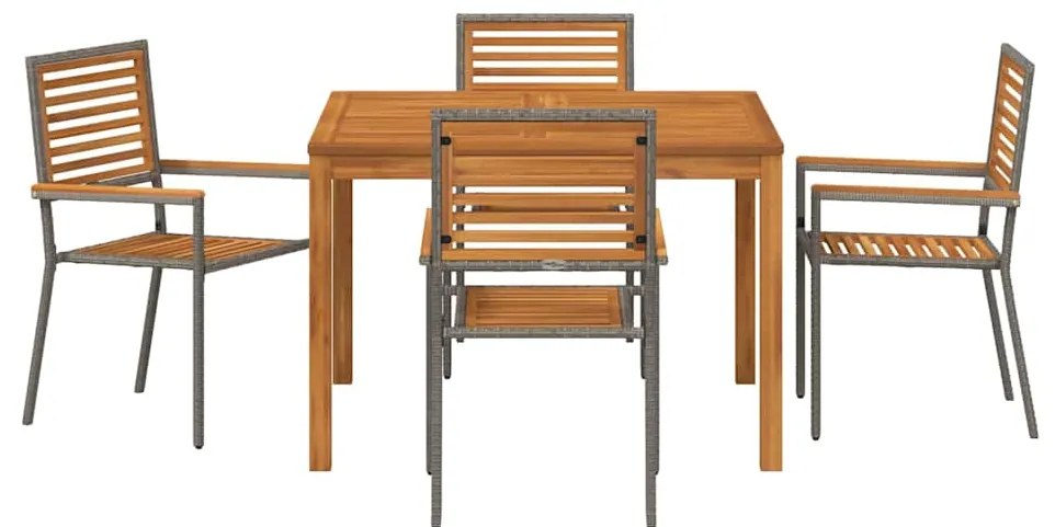 Conjunto de Jantar para Jardim 5 pcs Cinzeto 110 x 110 x 75 cm