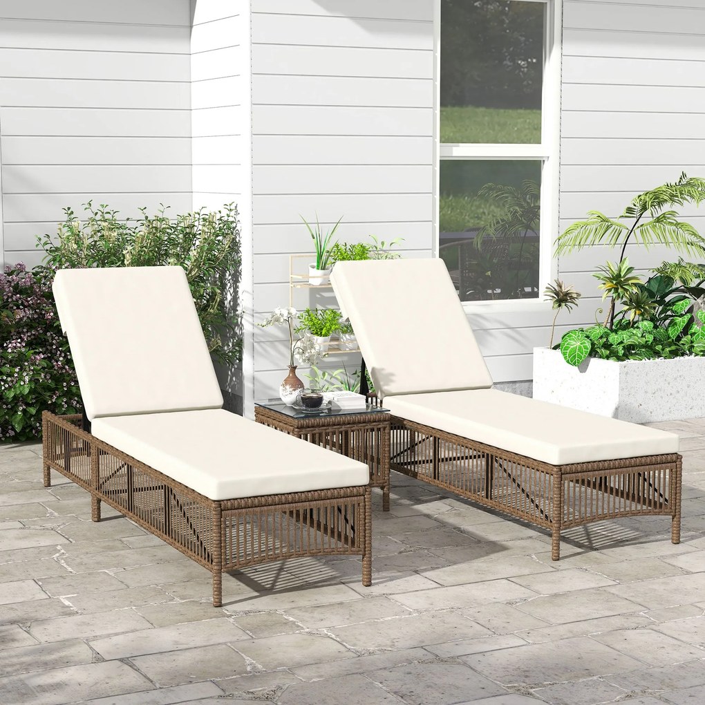Conjunto de 2 Espreguiçadeiras de Jardim Espreguiçadeiras de Vime Sint