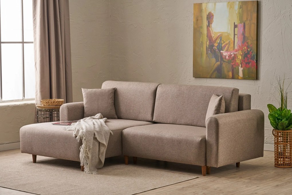 Sofá-Cama de Canto Mane – Castanho – 246 x 85 x 160 cm