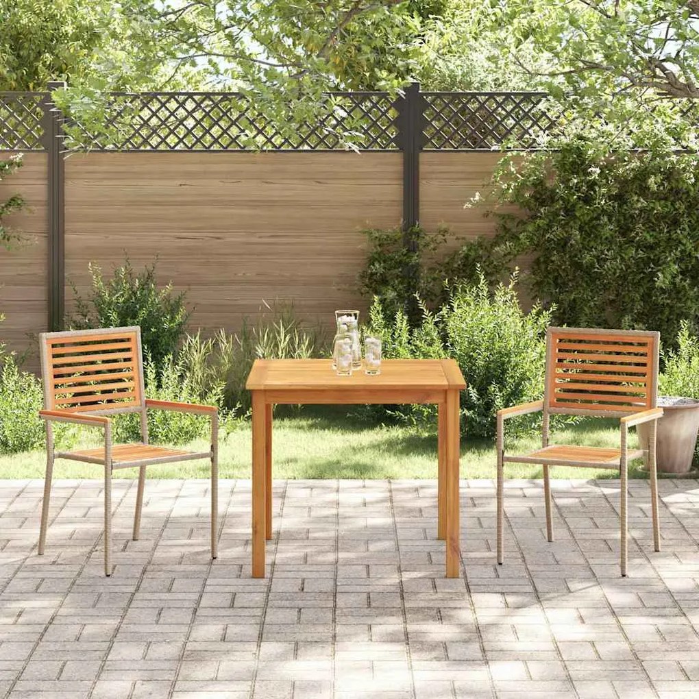 Conjunto de Jantar de Jardim 3 pcs Bege 85 x 85 x 74 cm