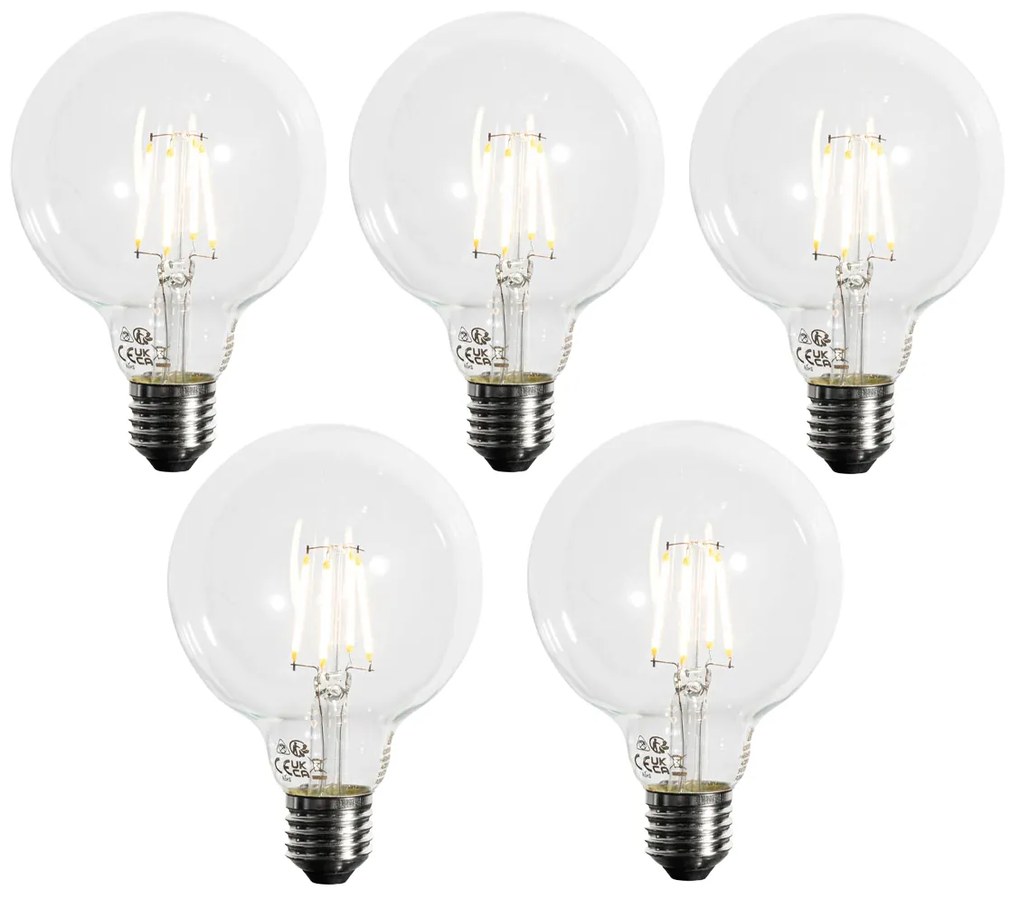 Conjunto de 5 Lâmpadas LED E27 Reguláveis G95 5W 450LM 3000K