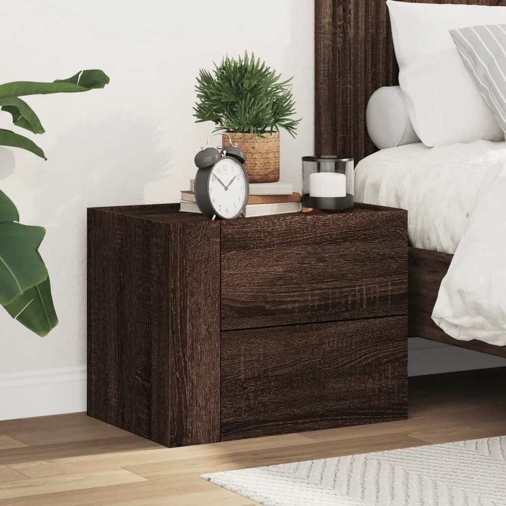 vidaXL Mesa de cabeceira de parede 45x30x35 cm carvalho castanho