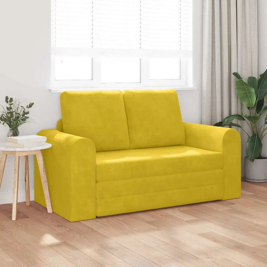 Sofá-camas de chão 2 em 1 Amarelo 148x71x83 cm Veludo