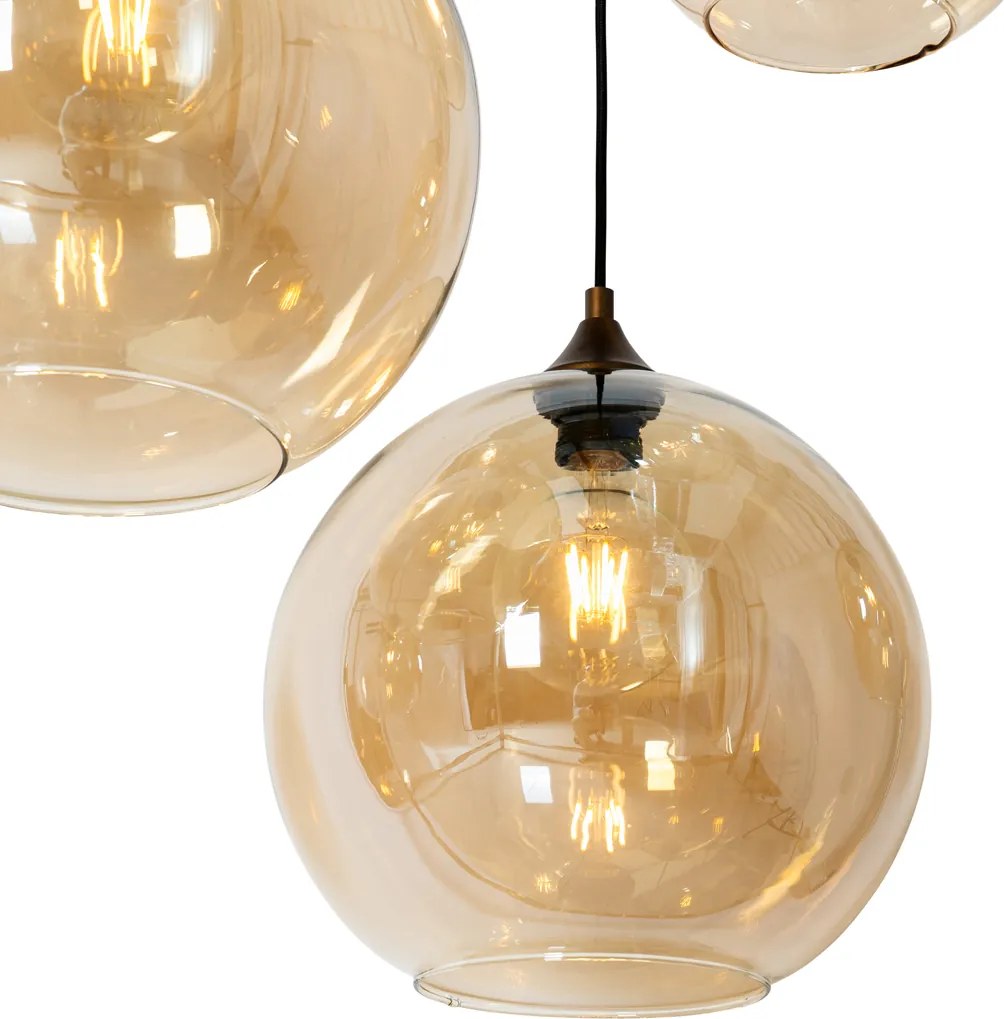 Candeeiro suspenso inteligente bronze escuro com vidro âmbar oval 8 luzes incluindo 8 Wifi G95 - Sandra