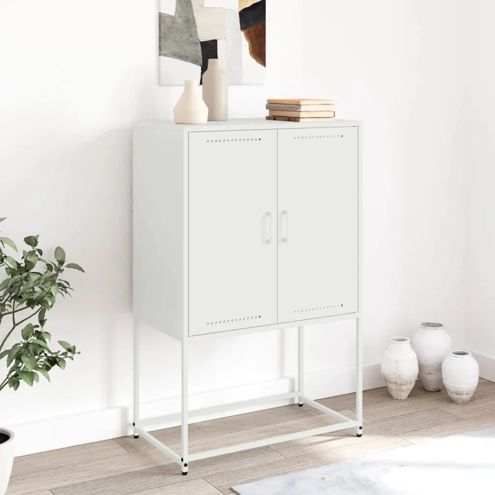 Aparador alto 68,5x38,5x107 cm aço branco