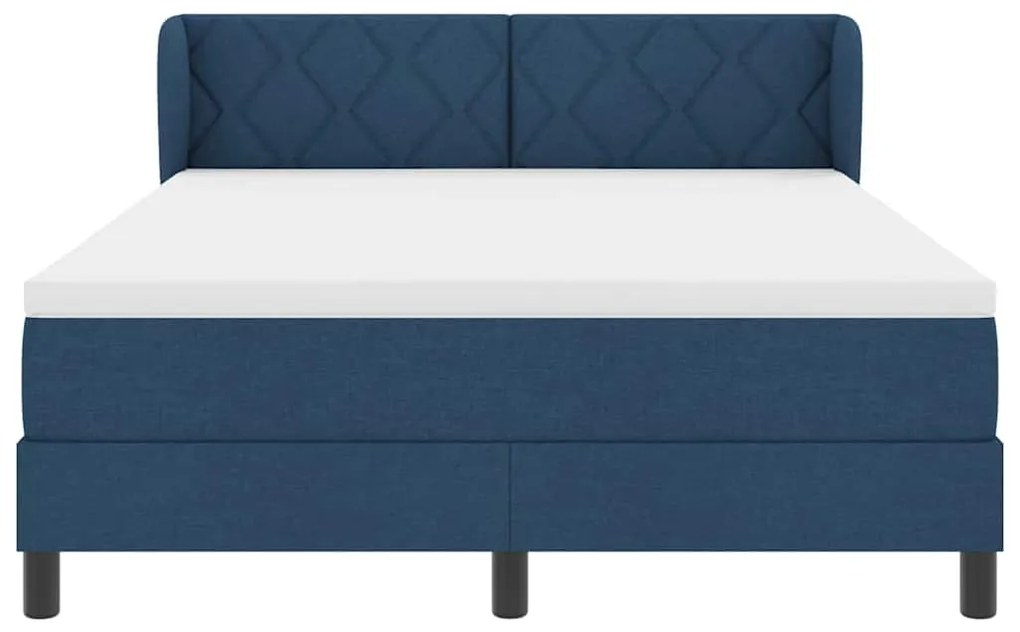 Cama Box Spring com Colchão Azul 140x190 cm em Tecido