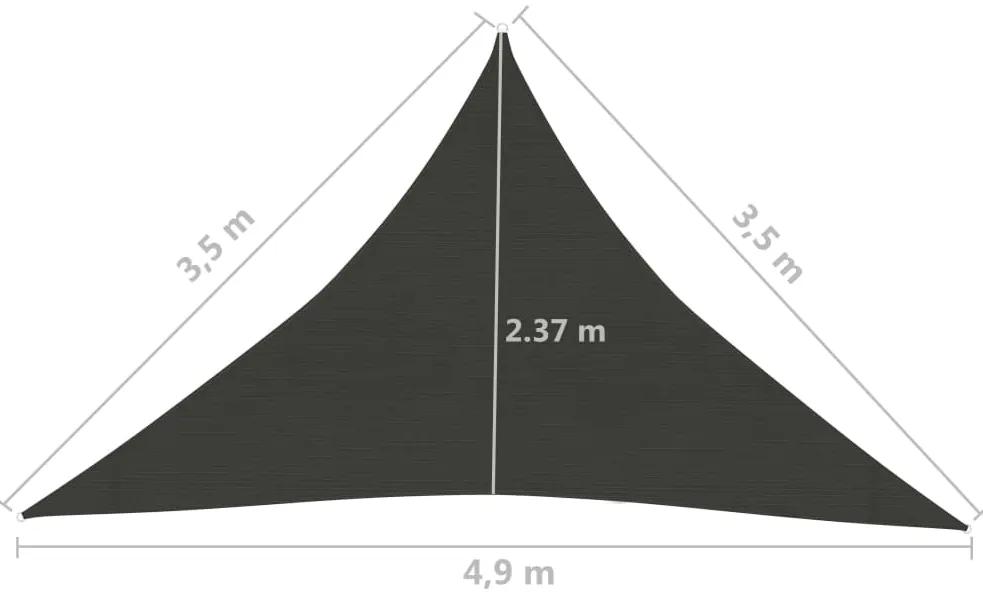 Para-sol estilo vela 160 g/m² 3,5x3,5x4,9 m PEAD antracite