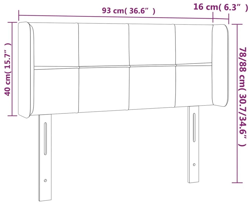 Cabeceira cama abas tecido 93x16x78/88 cm cinzento-acastanhado