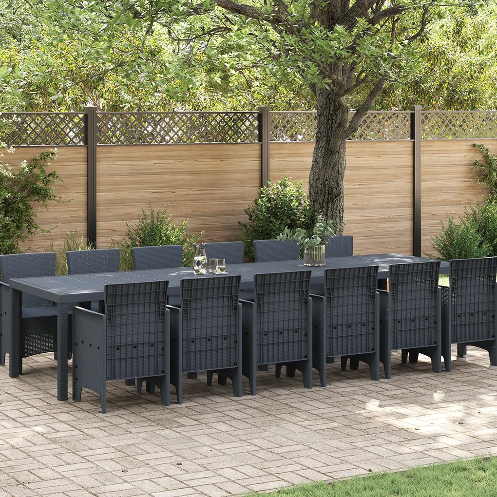 Conjunto de Jantar de Jardim vidaXL 13 Peças Antracite Polirattan
