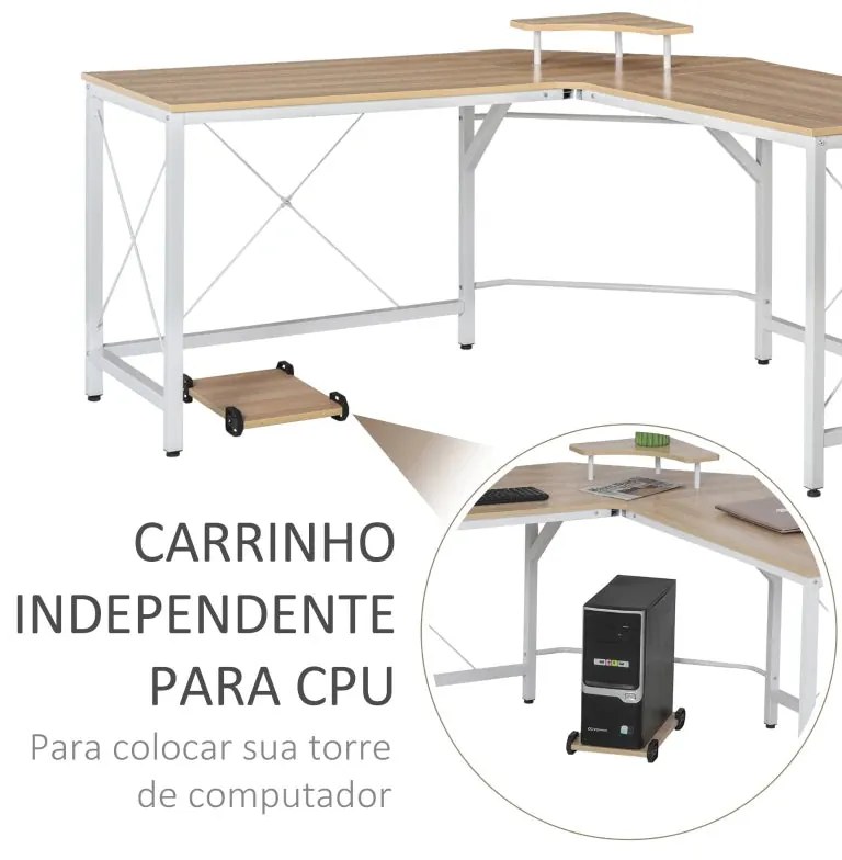 Secretária Trendy - Carvalho/Branco - Design Minimalista
