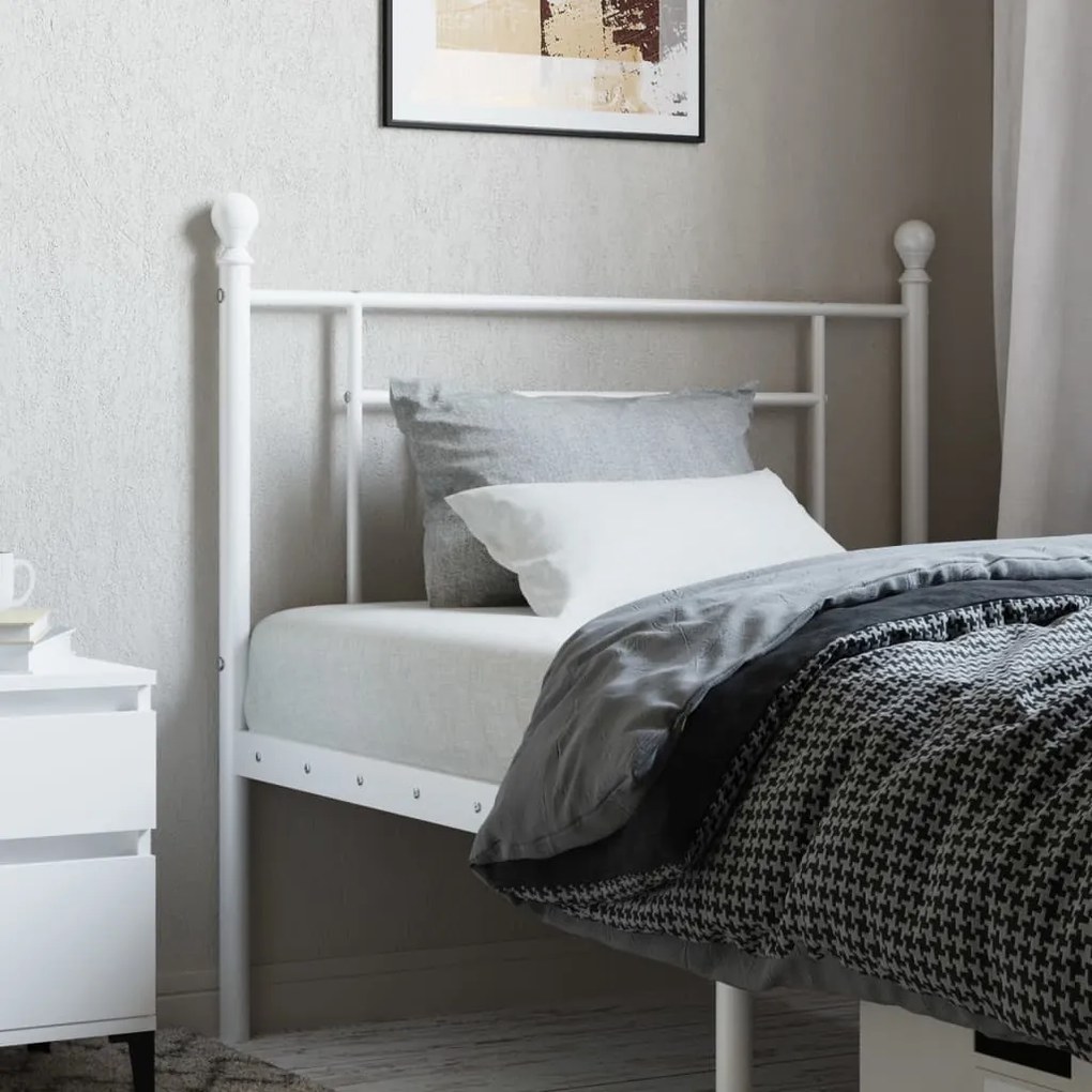 vidaXL Cabeceira de cama 100 cm metal branco