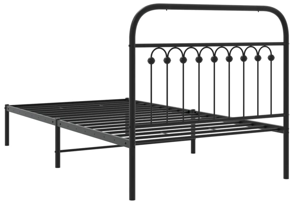Estrutura de cama com cabeceira 100x200 cm metal preto