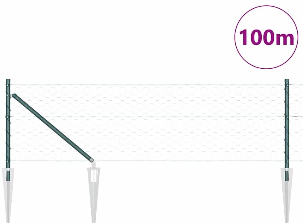 Cerca Hexagonal vidaXL Verde 0.6x100 m Aço