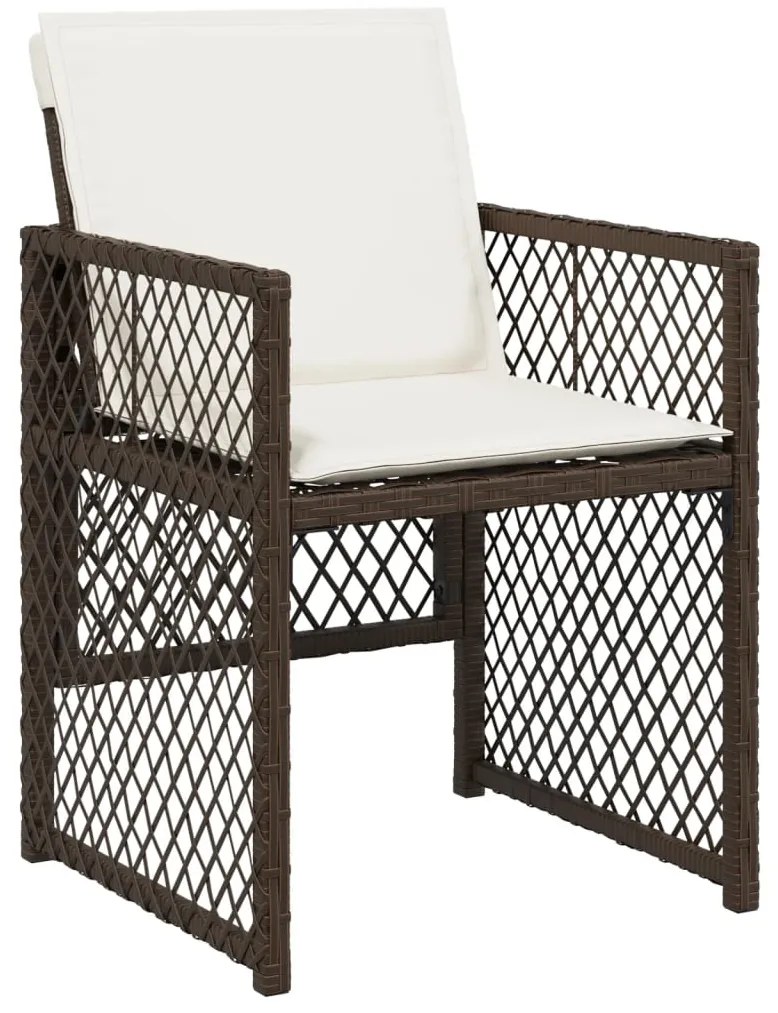 13 pcs conjunto jantar p/ jardim c/ almofadões vime PE castanho