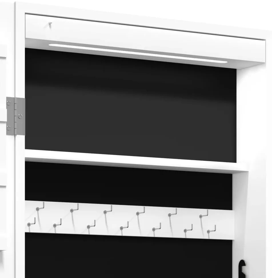 Móvel para joias de parede espelhado com luzes LED branco