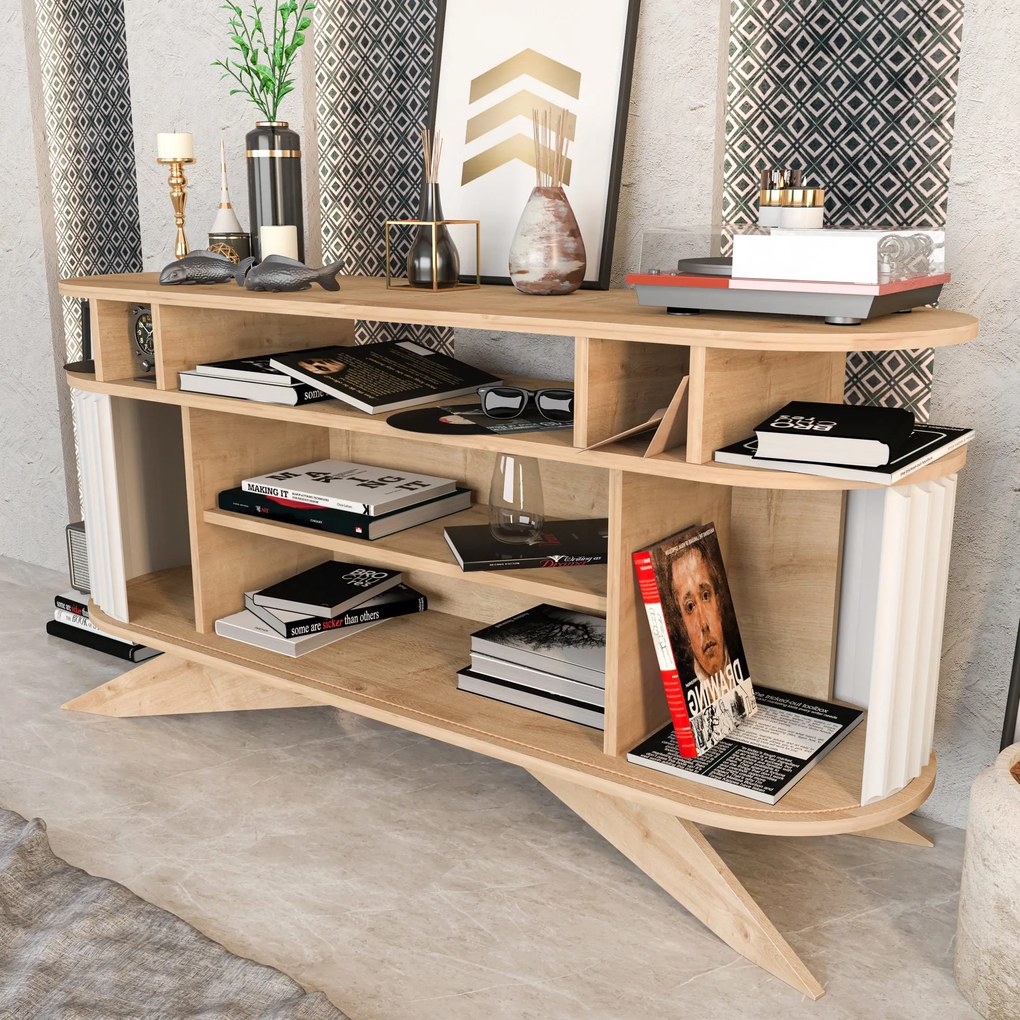 Aparador Stor – Carvalho/Branco – 150x43x75 cm