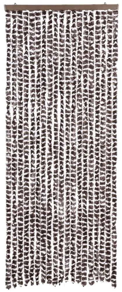 Cortina anti-insetos 56x200 cm chenille castanho e branco