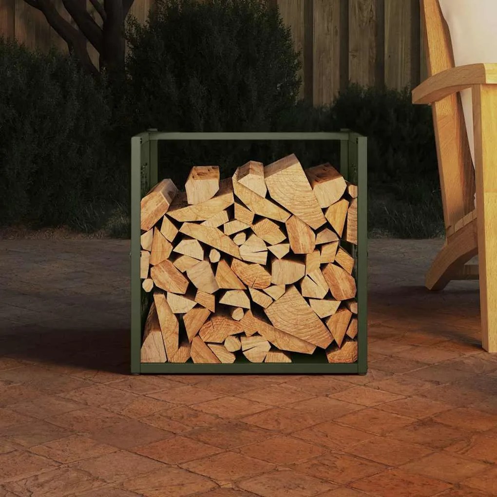 Suporte para lenha aço laminado a frio verde azeitona