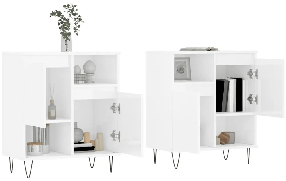 Aparadores 2 pcs derivados de madeira branco brilhante