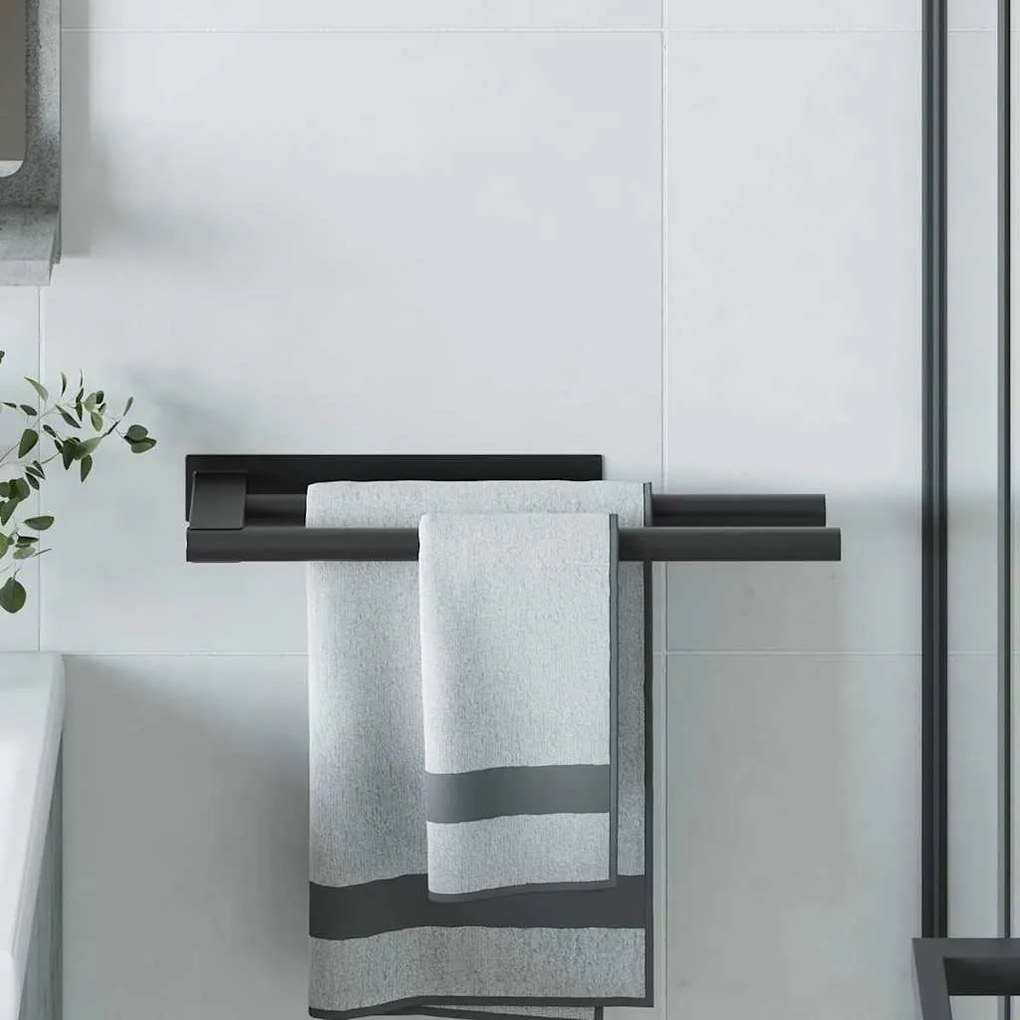 vidaXL Suporte de Toalha Preto 40 x 9 x 4 cm Aço inoxidável