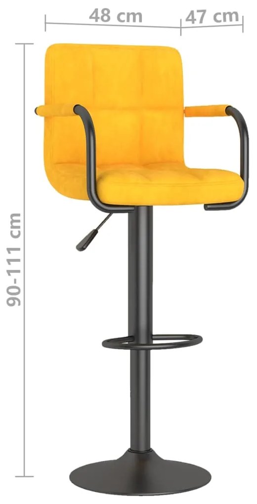 Bancos de bar 2 pcs veludo amarelo mostarda