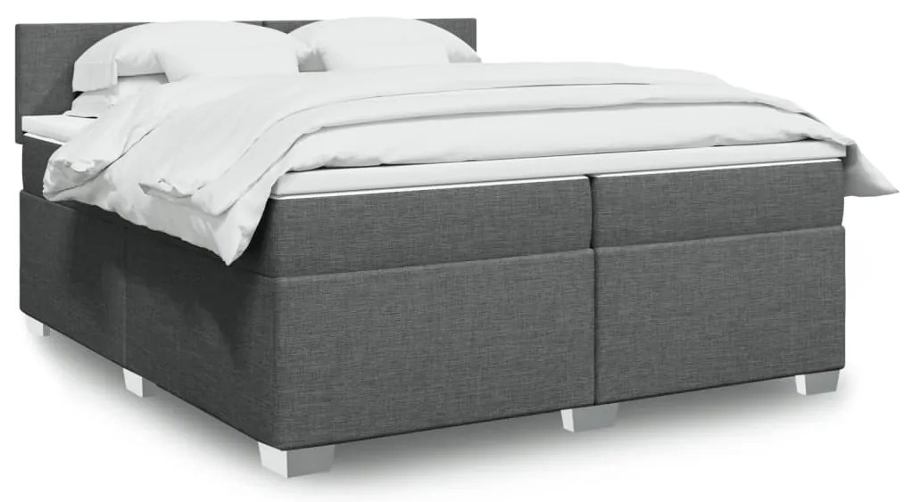 Cama com molas/colchão 200x200 cm tecido cinzento-escuro
