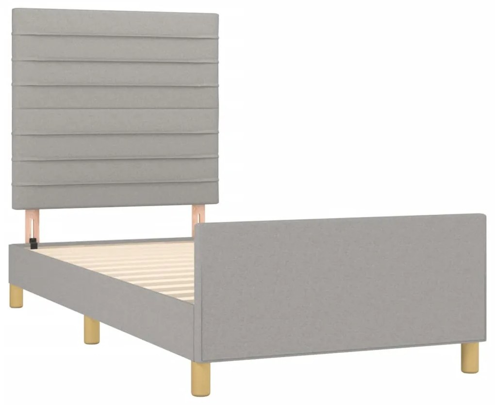 Estrutura de cama sem colchão 100x200 cm tecido cinzento-claro