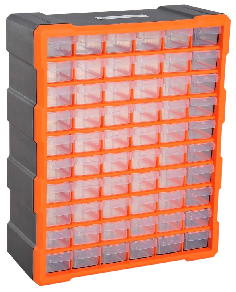 DURHAND Organizador de Ferragens Armário Organizador de Ferragens com 60 Gavetas de PP 38x16x47,5cm Cinza e Laranja