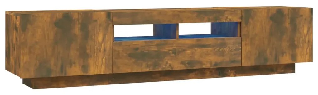 Conjunto móveis de TV 2pcs c/ LEDs madeira carvalho fumado