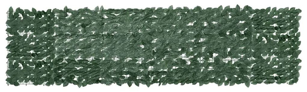 Tela de varanda com folhas verde-escuras 300x75 cm