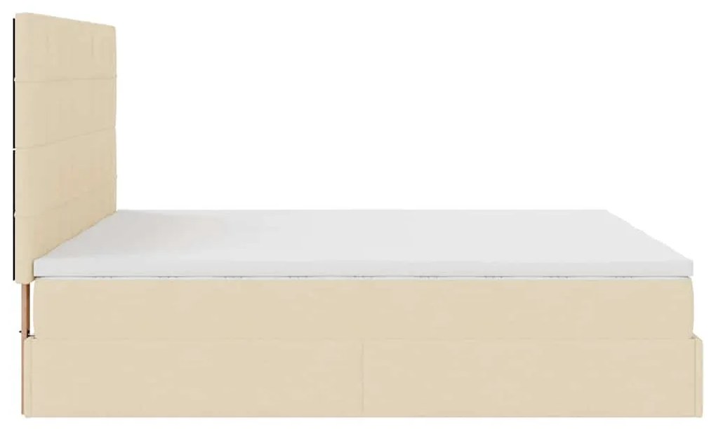 Estrutura de cama otomana com colchões tecido creme 200x200cm
