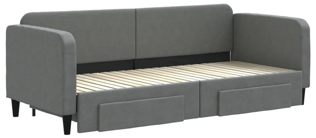 Sofá-cama c/ gavetão e gavetas 80x200 cm tecido cinzento-escuro